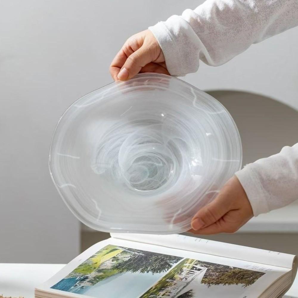 Irregular Straw Hat Glass Plate Frosted Texture Dessert Plate Trendy Glass Tray Holiday Parties