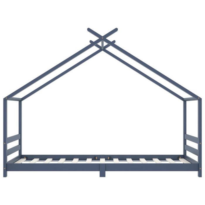 VidaXL Cadre de Lit d'enfant Sommier à Lattes Cadre à Lattes Meuble de Chambre à Coucher Maison Intérieur Gris 90x200 cm 289615