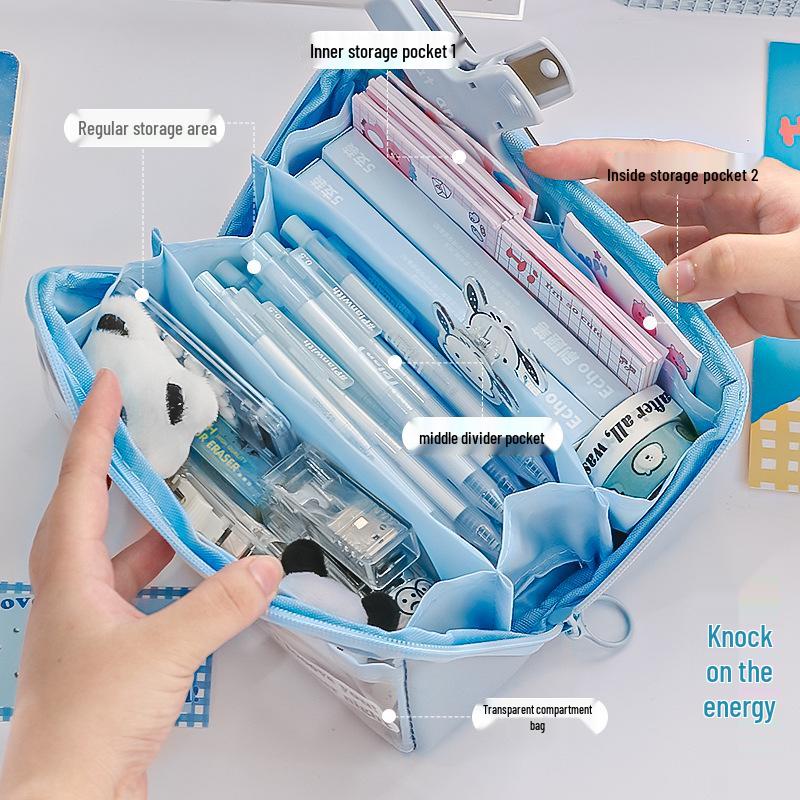High-Capacity Pencil Case for Girls 2024 - Junior/Elementary School Stationery Bag