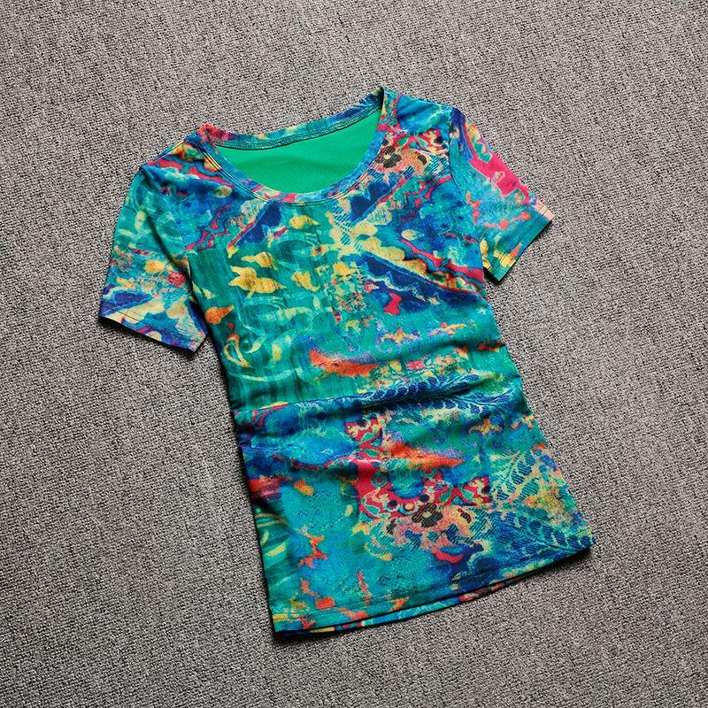 

Топ-футболка из сетки с этническим принтом Silm с короткими рукавами Green M