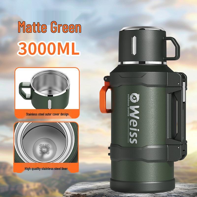 Food-Grade Thermos Flask with Tea and Water Separator - Large Capacity, Portable for Outdoor Use