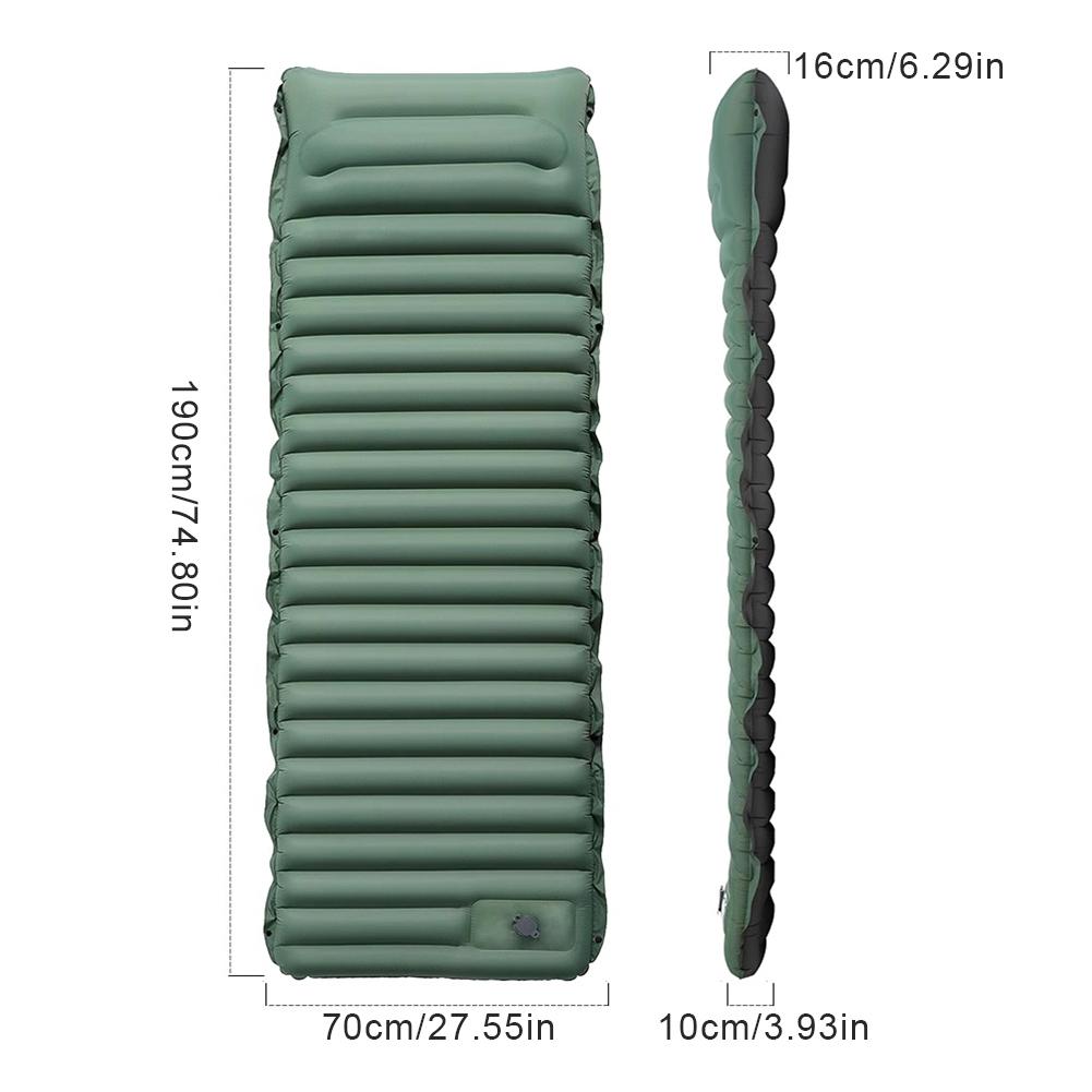 10cm Ultralight Camping Mat with Foot Pump & Pillow Camping Air Mattress Waterproof Lightweight Air Cushion for Hiking Trekking