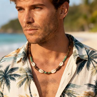 Boho Coconut Shell Beads Conch Charms Necklace for Men Fashion Adjustable Collar Necklace Ocean Beach Vacation Jewelry Gift