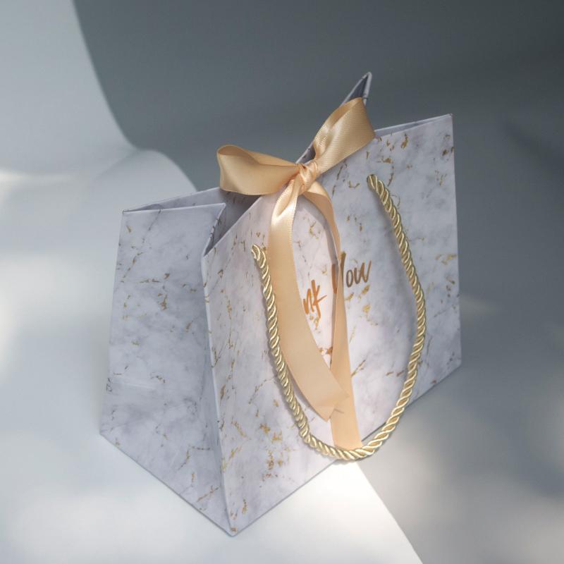 New Accept Private Customization Marble Grey Portable Gift Bag for Party Favors Gift Packaging Box Bag