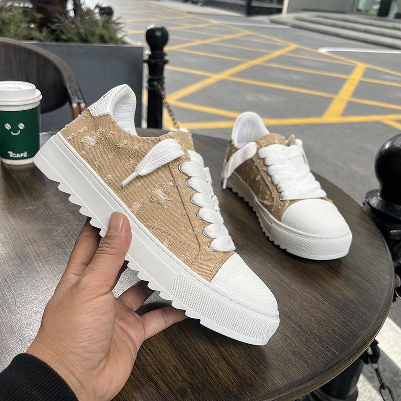 Baskets pour Hommes Chaussures en Toile Peintes à la Main Tendance Mode Chaussures de Skateboard Personnalisées
