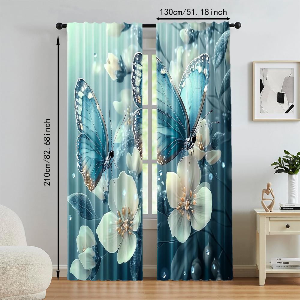 Set Of 2 Versatile Polyester Transparent Curtains Home Decoration Animal Butterfly Use Bedrooms Living Rooms Curtain For Area Made