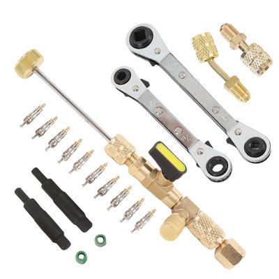 Ventilkernentferner-Installateur und HVAC-Service-Schlüsselsatz SAE 1/4 Zoll 5/16 Zoll Schnittstelle Ventilkernentfernungs-Installationswerkzeug