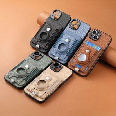 Etui na telefon komórkowy Apple 16 Pro z miejscem na lokalizator AirTag, wzorem skóry i miejscem na karty, etui ochronne na iPhone 15