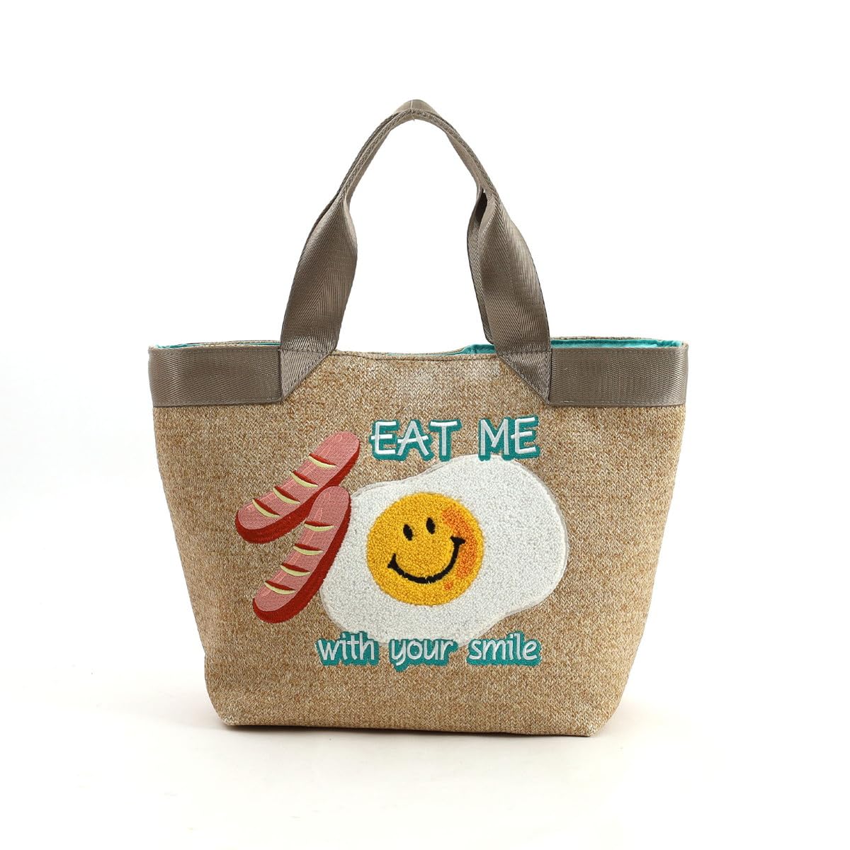 Сумка-тоут с вышивкой в виде смайлика Cuco, 2513111706, Натуральный (003)