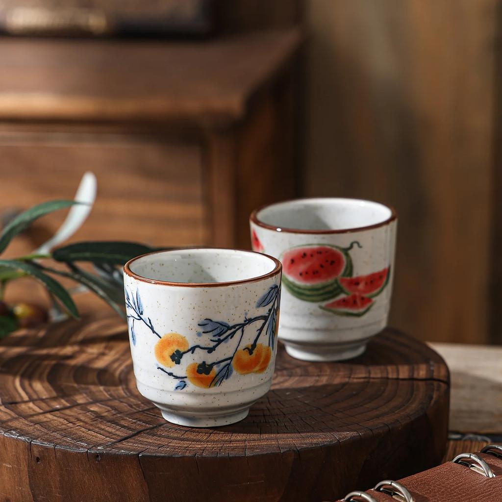 Chinese Ceramic Underglaze Tea Cup Heat Resistant Small Cup Traditional Vintage Style Tea Ware Set for Home Living Room Tea