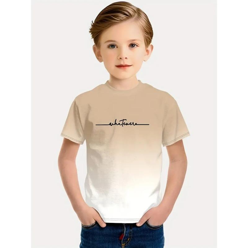 

Летний топ с круглым вырезом, 3D-принтом и градиентом, модный повседневный детский мальчиковый футболка с коротким рукавом 170