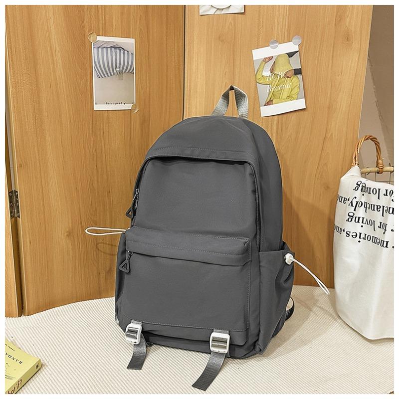 New Solid Color Schoolbag Female Simple Joker Leisure Travel Backpack Large Capacity Junior High School Students Shoulders.