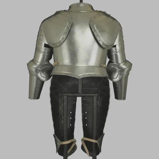 Medieval Steel Knight French Polished Armor Suit Half Body Armor Knight Cuirass With Tassets, Arm Guard,Gorget Larp  Reenactment Costume
