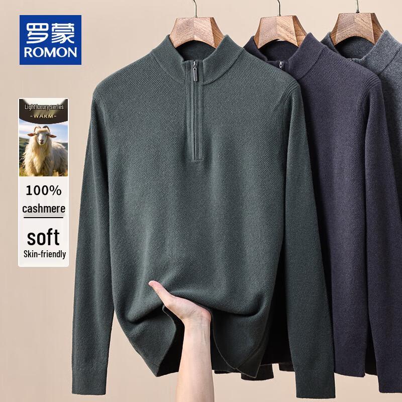 

ROMON Men s 100% Pure Cashmere Half-Zip Pullover Sweater XL
