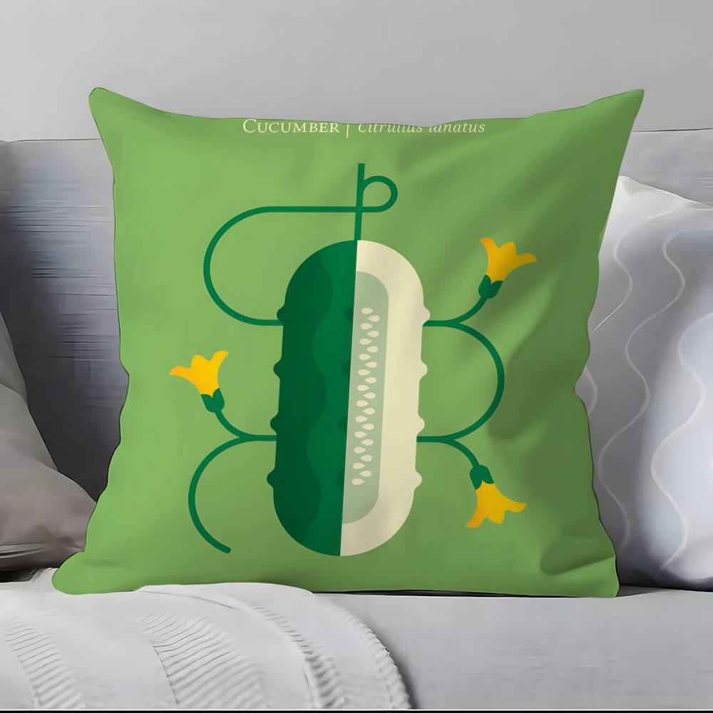 Vegetable Lovely Simple Pillow Case Anti-dustmite Pillowcase Invisible zipper silky short plush Sofa cushion cover