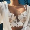 French Lace Flowers Embroidery Bra Set Sexy Deep V Push Up Bras Women Ultra Thin Underwear With Thongs Set Breathable Lingerie
