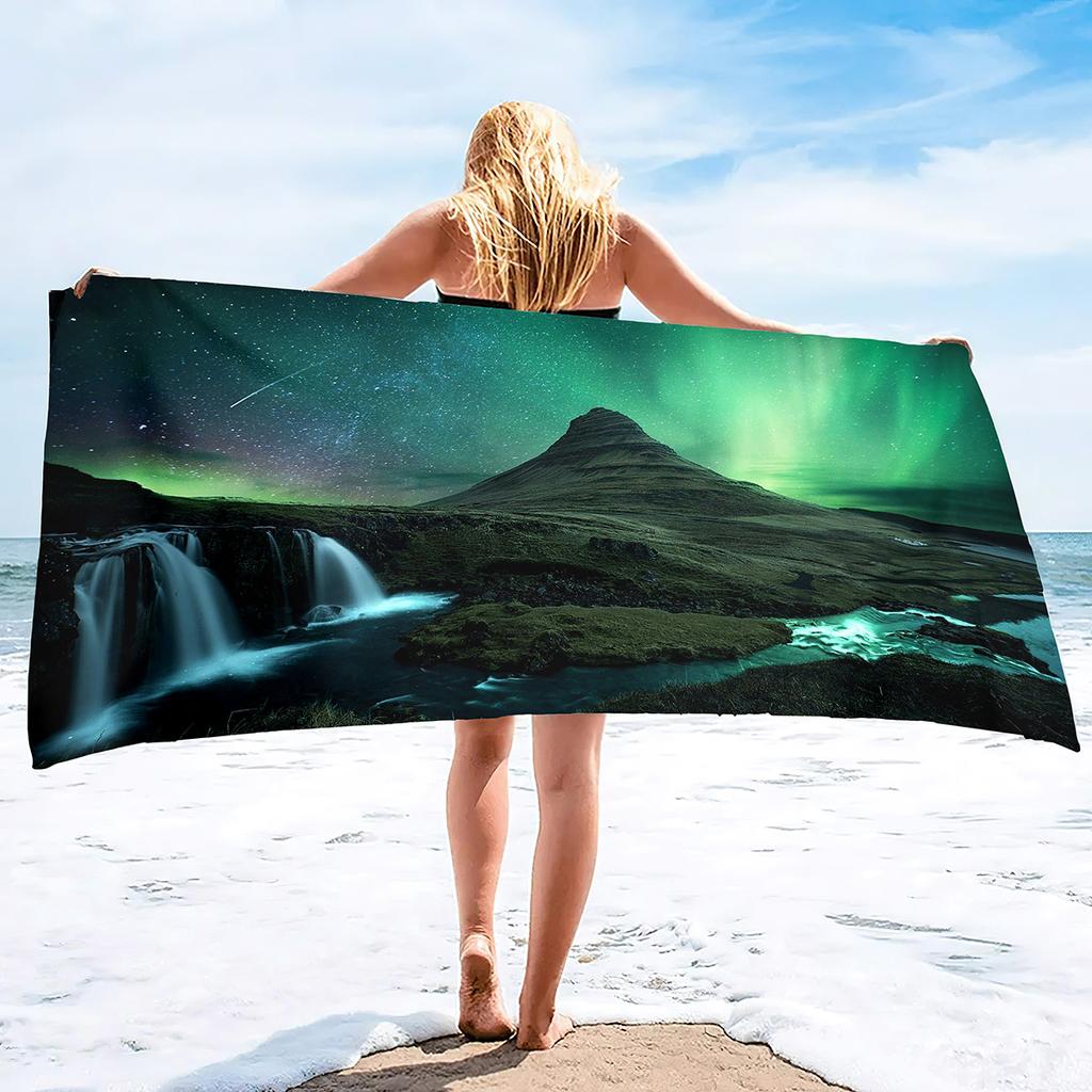 Aurora Printing Series Seaside Vacation Beach Towel Swimming Bath Towel Microfiber Sports Towel