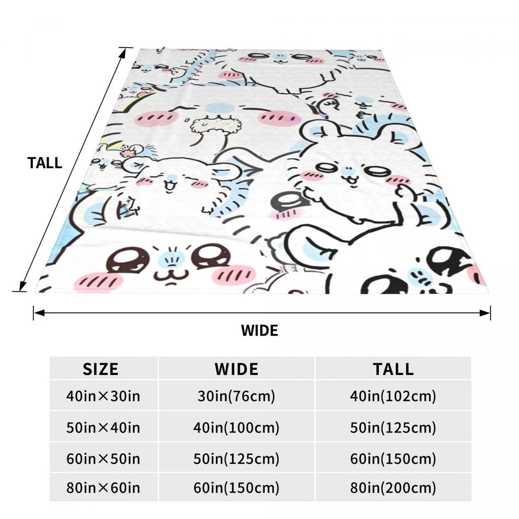 Cute Chiikawa Soft Warm Blankets Picnic Plush Throw Blanket Novelty Home Decor Flannel Bedspread Sofa Bed Cover