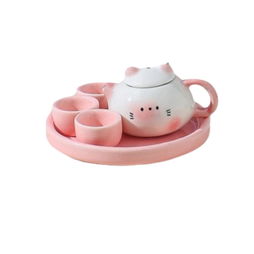 Chinese Style Milk Tea Lid Accessories Exquisite Ceramic Cat Ear Pot  Hotel