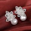 style earrings, imitation pearl flower horse eye design earrings, light luxury jewelry