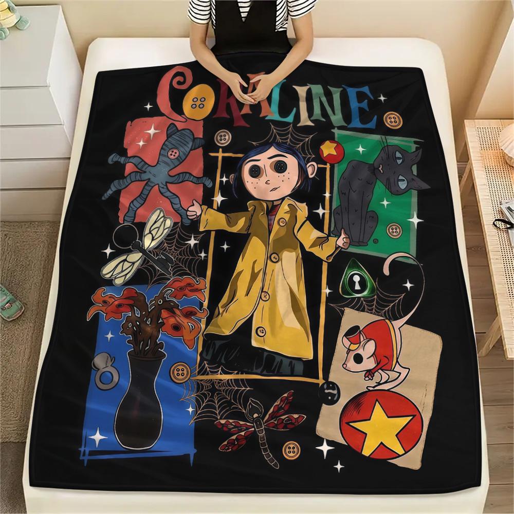 Coraline Flannel Blanket, High Quality Comfortable for All Seasons, Home Decor, Warmth and Comfort