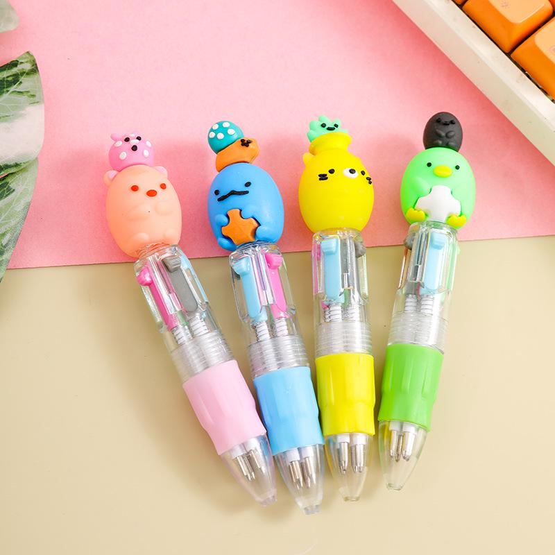 Entzückender Tierkopf Mini-Kugelschreiber in vier Farben - Schülergeschenk Schreibwaren.