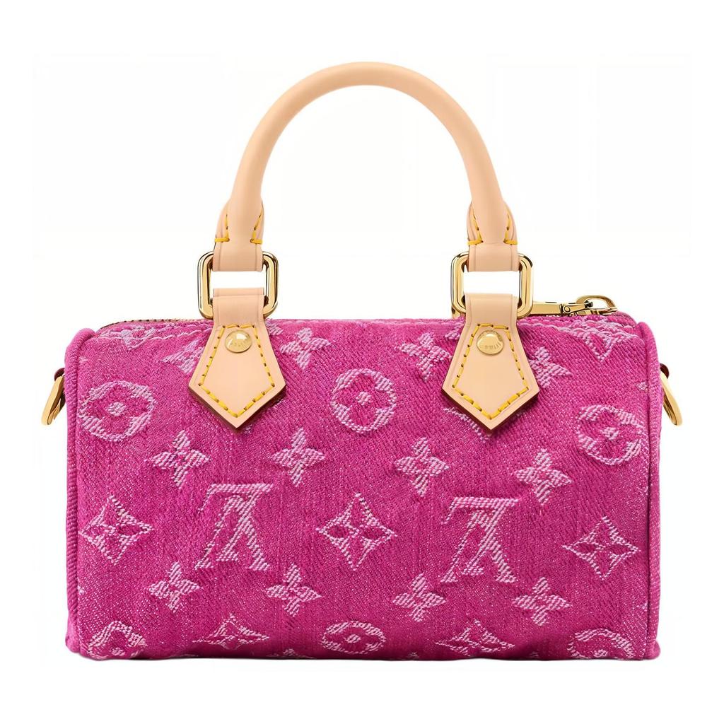 Louis Vuitton NANO SPEEDY Fabric Crossbody Handbag Women's Fuchsia M27603