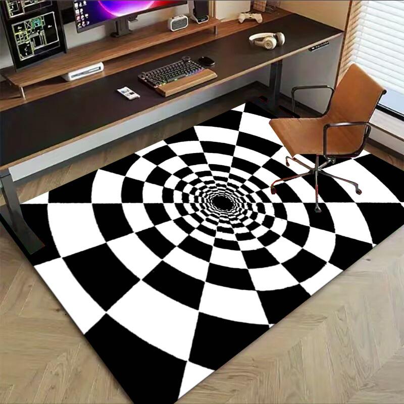 1PC Checkerboard Tunnel Extra Large Non Slip Floor carpet, Office, family, bedroom, Studio Large Area Rug Indoor Rugs, Vibrant Colors