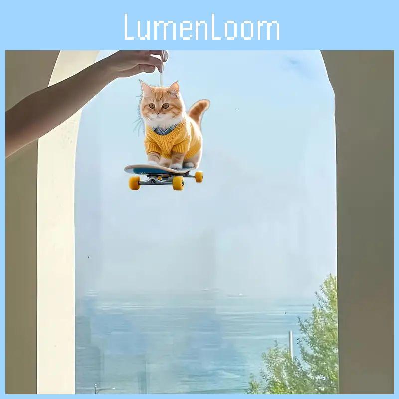 Unique Acrylic Flat Skateboard Cat Car Decoration Adorable Cartoon Style For Interior Charm