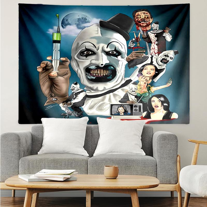 Art the Clown Terrifier1 Tapestry for Bedroom Aesthetic Classroom Tapestries Wall Hanging for Living Room Dorm Office,Ideal Creative Gift
