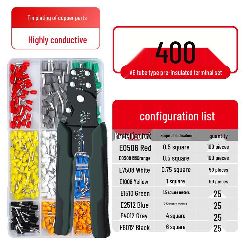 VE Cold Crimp Terminal Kit with Pliers - Quick Wiring Tool for Electricians