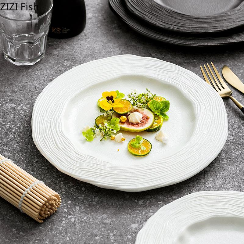 Keramický jídelní talíř Kreativní salátový talíř Minimalistický západní styl Steakový talíř Moderní domácí kuchyně Jednobarevné nádobí