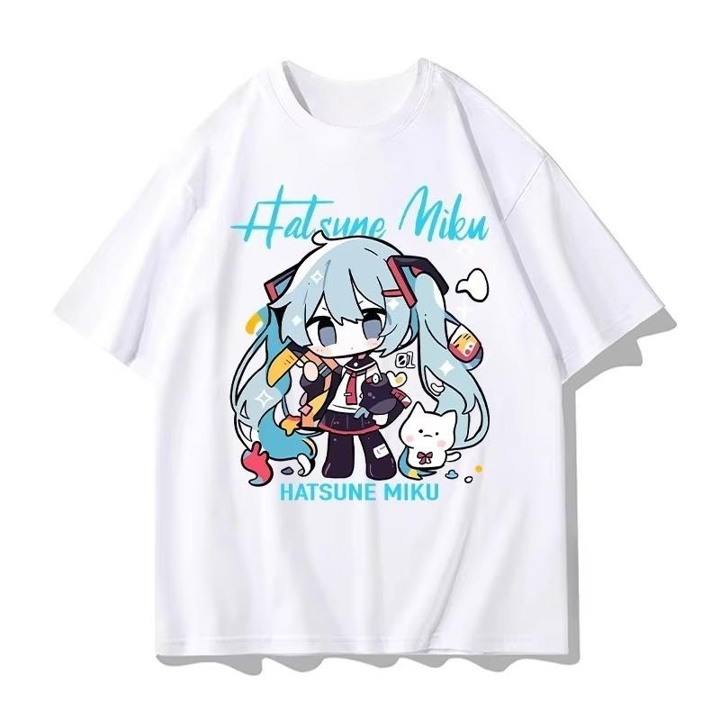 Japanese Anime Hatsune Miku Unisex Womens Tshirt Harajuku Street Casual Fashion Cotton Shortsleeve Soft and Breathable