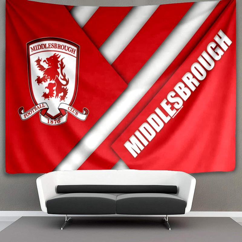 Middlesbrough Football Club CrestPrinted Tapestry, Fabric Tapestry Wall Hanging Decoration for Bedroom, Living Room, Dorm Room Home Party Fan Gifts