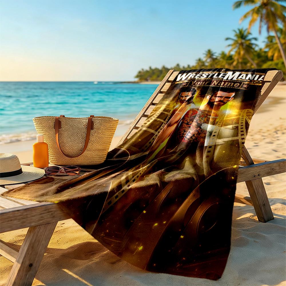 Wrestlemania Customize Text Beach Towel Soft Durable Quick-Dry Portable for SwimmingBeachCamping Travel Beach AccessoriesGym