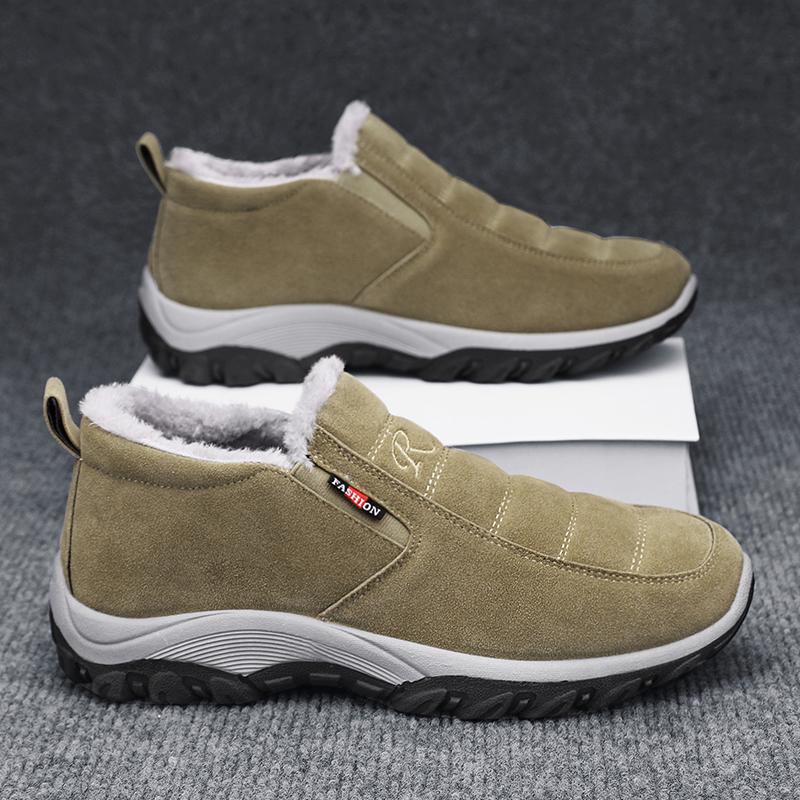 Winter Fur Warm Men's Walking Shoes Comfortable Casual Trekking Sneakers Outdoor Non-slip Hiking Shoes Men Footwear