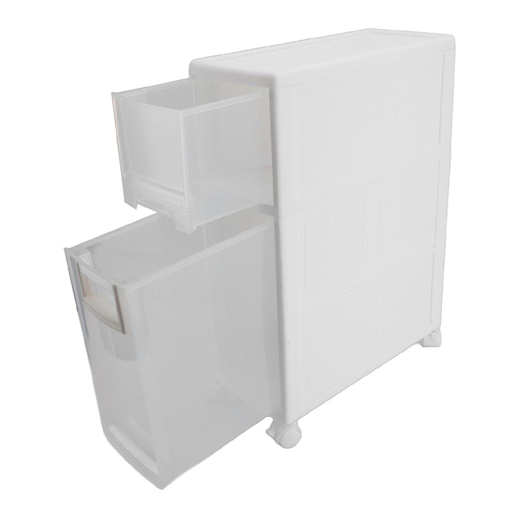 Bathroom Storage Cabinet Plastic Narrow Slim Organizer Small Corner Cabinet with 2 Drawers and 4