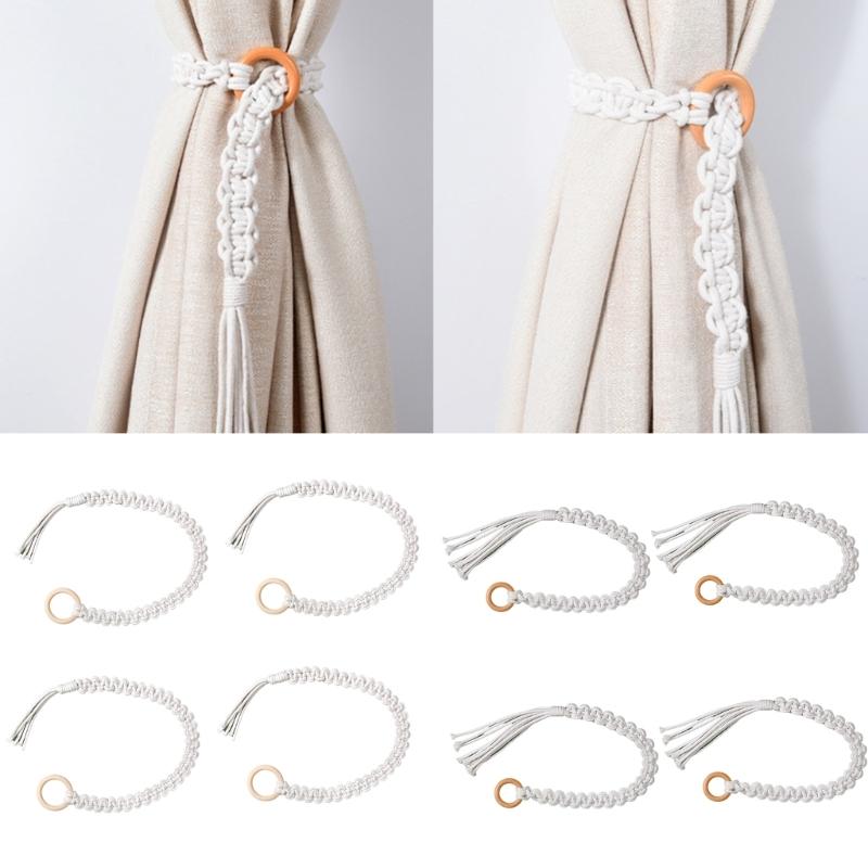Handmade Weave Curtain Tiebacks Curtain Holder Clip Buckle Rope Straps Easy Installation Traditional Cloud Designing