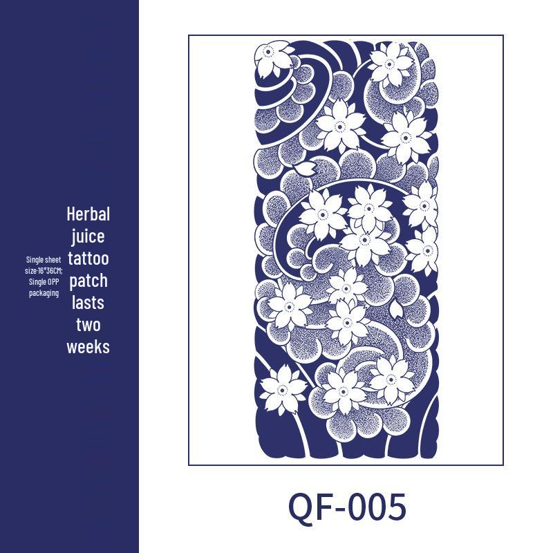 Men's Semi-Permanent Herbal Waterproof Tattoo Stickers - Long-Lasting, Non-Reflective Full Arm Cover