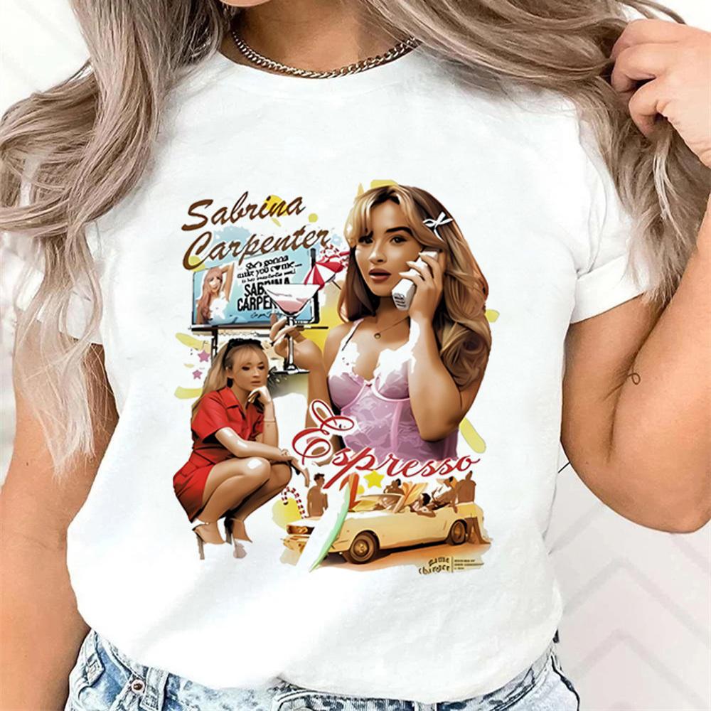 Sabrina Carpenter t shirt Women University korean clothes Psychedelic kawaii shirt Comfortable Pop Culture Graphic Trendy Retro
