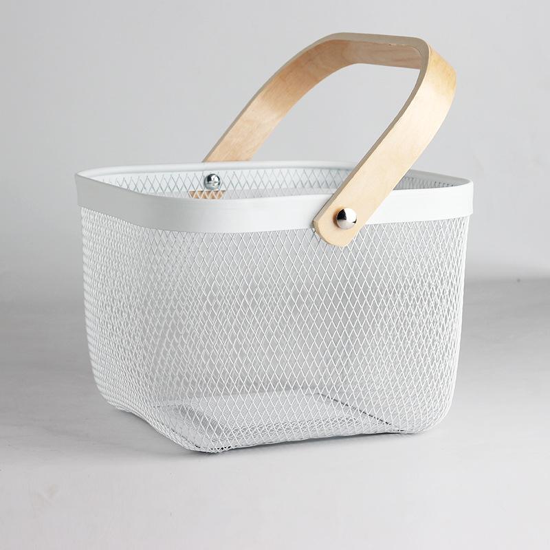 

Корзина для хранения фруктов и овощей с ручкой для кухни и ванной комнаты, органайзер для мелочей, кованая сетка для еды