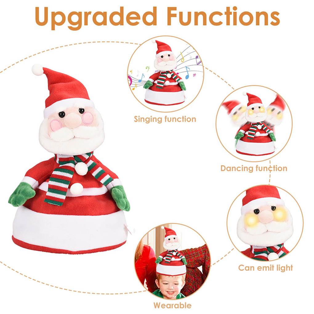 Xmas Doll Hat Cartoon Electric Outdoor Plush Toy Stuffed Animals Singing Dancing Hats Adults Christmas Gift New Party