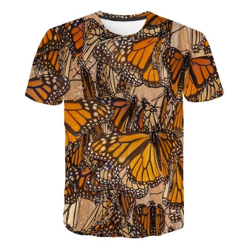 Cross-border New Boys And Girls With The Same Parent-child T-shirt, Beautiful Butterfly 3D Printing Cool Loose Men's And Women's Short Sleeves