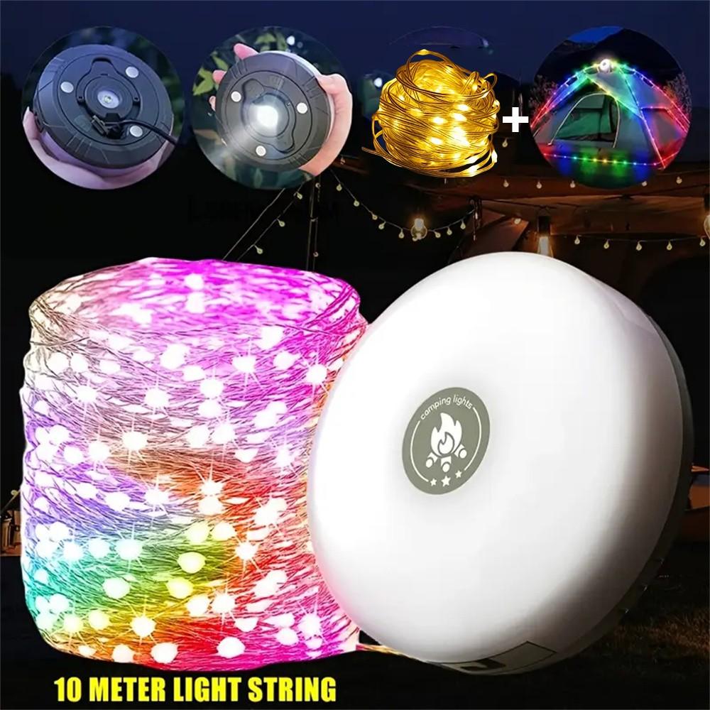 

10M 100LED кемпинговый фонарь уличный водонепроницаемый USB перезаряжаемый портативный кемпинговый фонарь, быстрое хранение, подходит для палаточного похода Warm White