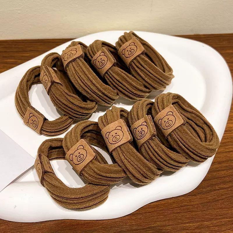 

Высокоэластичная бесшовная полосатая резинка для волос с логотипом медведя - Женский прочный аксессуар для хвостика