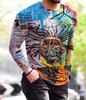 Vintage Punk Street Style Pánská trička s dlouhým rukávem Jaro Podzim 3D tisk Trička pro mladistvou vitalitu Plus velikost 6XL