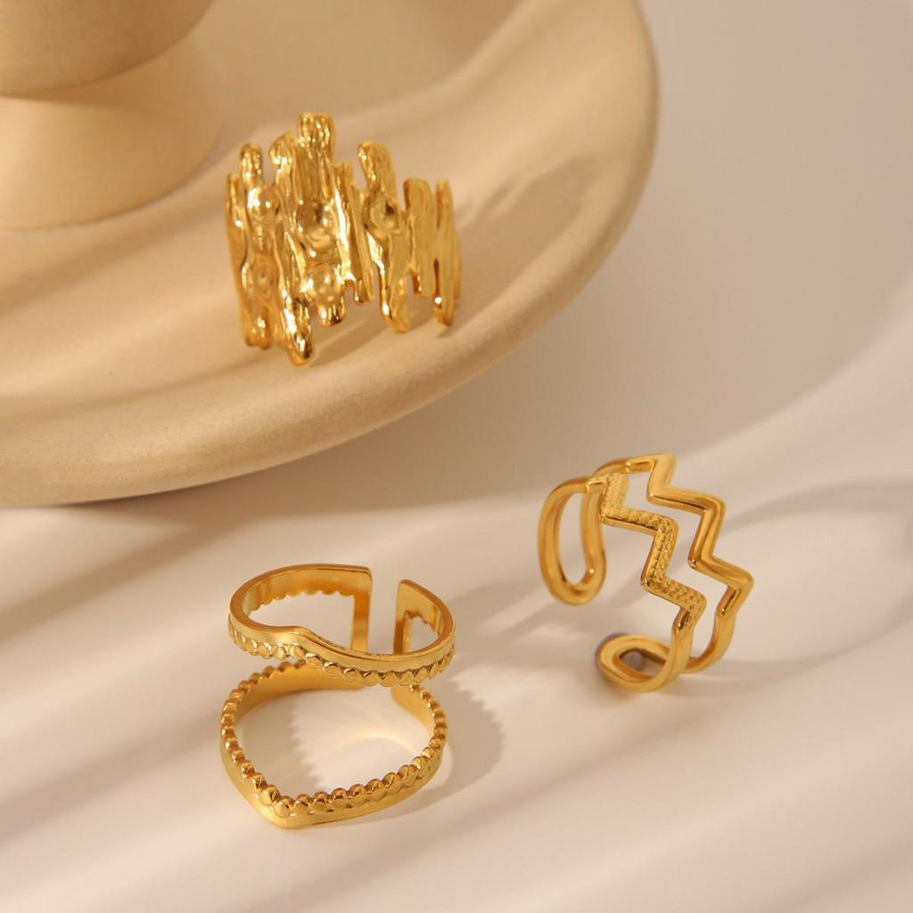 Bague pour femme minimaliste haut de gamme en acier inoxydable – Ne se décolore pas, polyvalente, design de niche