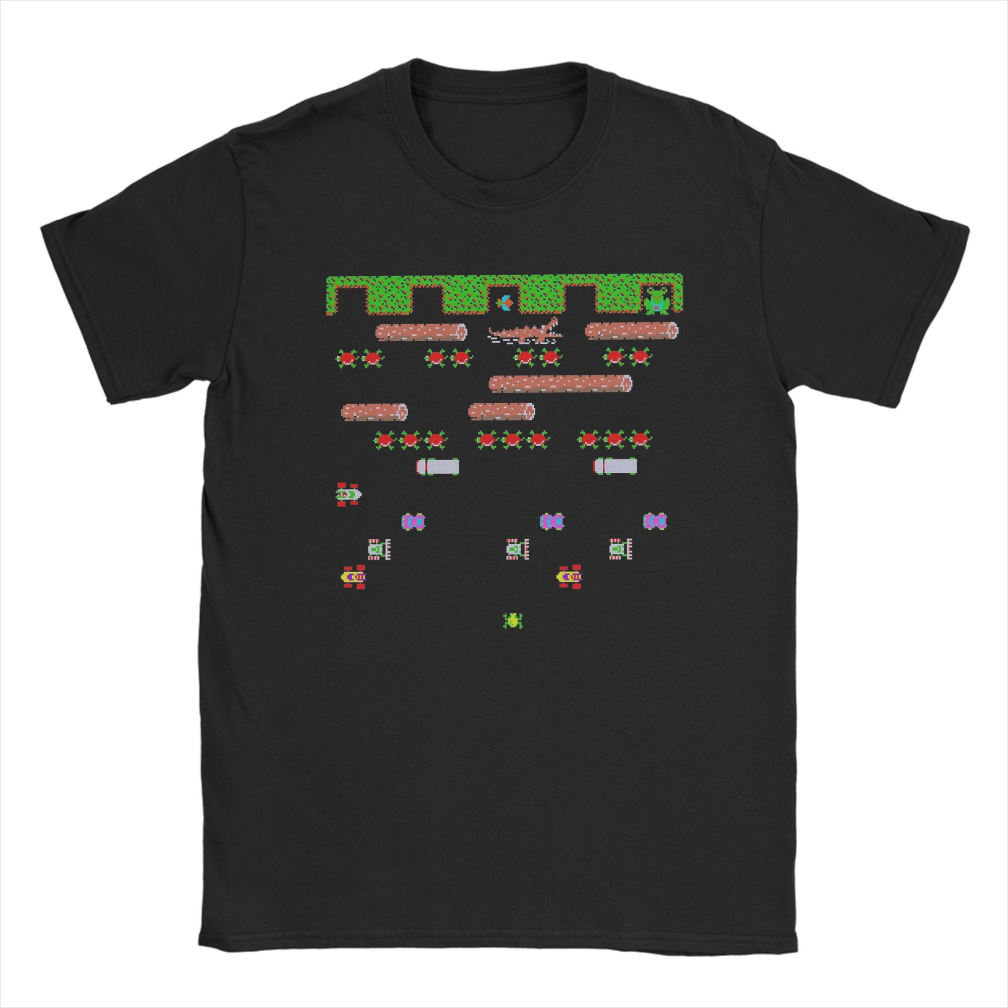 

Frogger ARCADE Space Invaders Game Men s T Shirt Unique Tees Short Sleeve Crew Neck T-Shirt Pure Cotton 6XL Clothes S