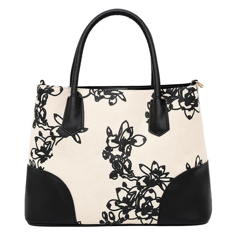 

Новая сумка, женская сумка-тоут из хлопкового холста в стиле гуофэн с сине-белым фарфоровым принтом, модная и простая женская сумка через плечо 25*15*35cm чёрный