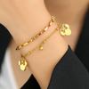 Stainless Steel Bracelets Cute Cartoon Anime Bow Mouse Pendant Bells Beads Layer Chain Bracelet For Women Jewelry Party Gifts